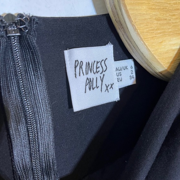 Princess Polly Black Puff Sleeve Ruffle Hem Mini Dress Square Neck Size US 2 - Picture 4 of 8